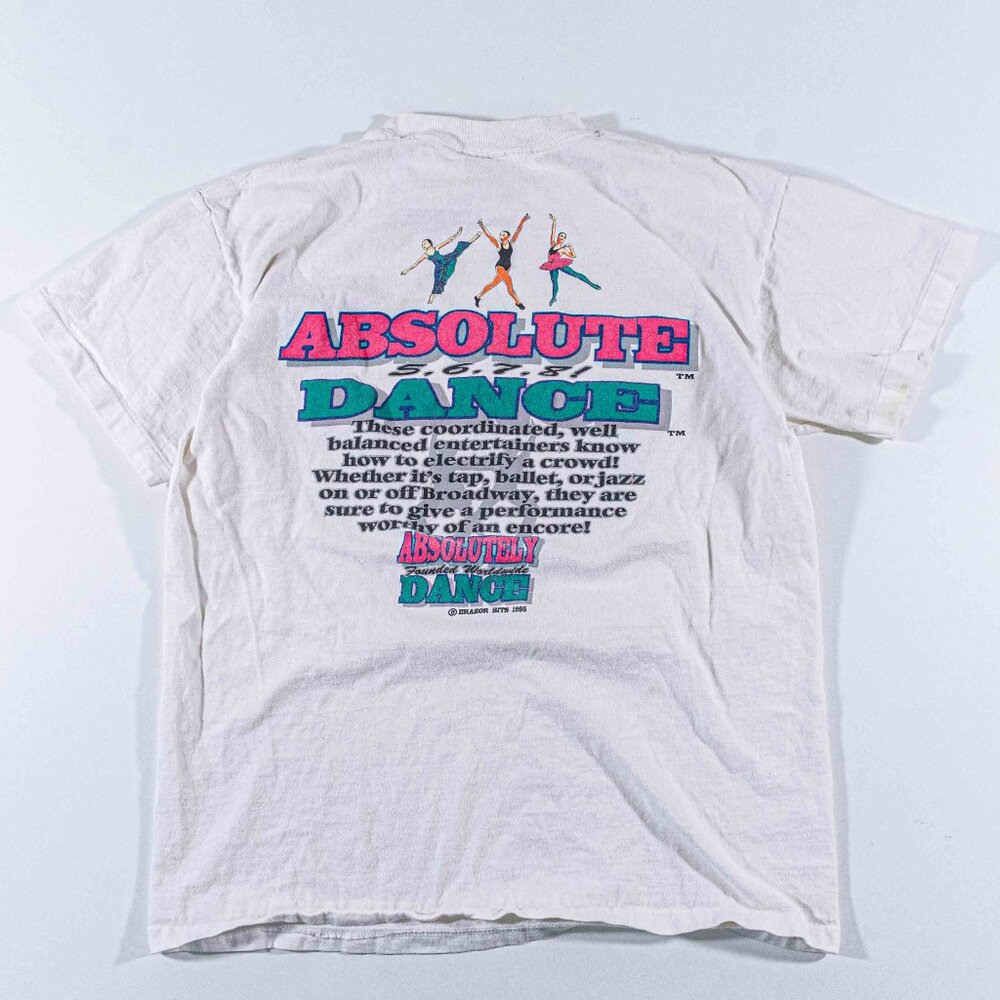 VTG 90s Absolute Dance Ballet Wild Oats T-Shirt Large Whit Distressed Classical